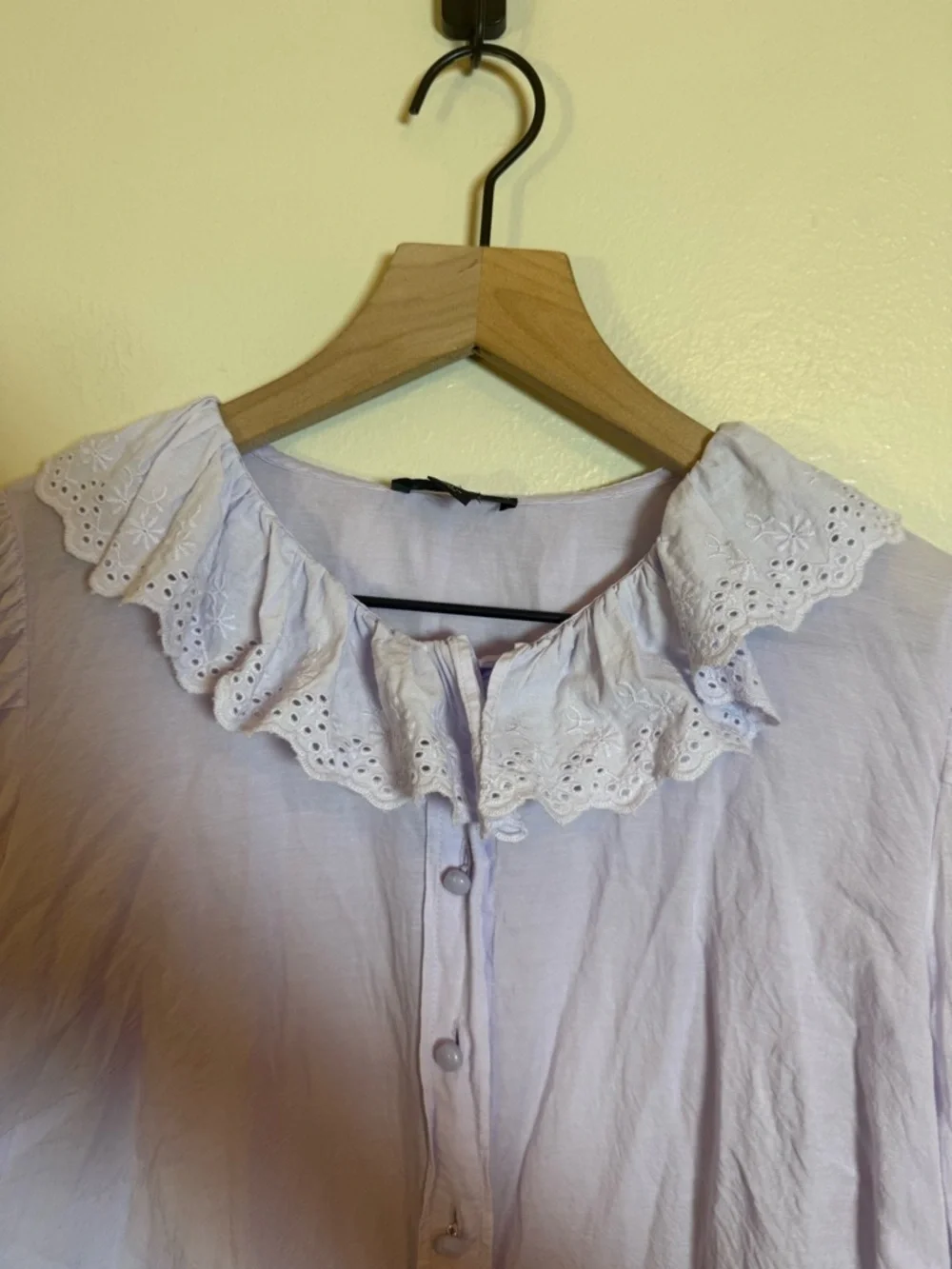 J. Crew Embroidered ruffle-collar top with‎ eyelet